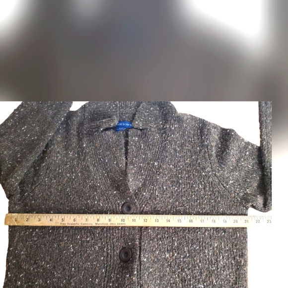 Women's Karen Scott Collared Cardigan. Heathered Brown. LG - Picture 9 of 11
